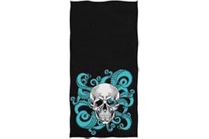 Naanle Cool Skull with Octopus Tentacles Pattern Soft Large Hand Towels for Bathroom, Hotel, Gym and Spa (16" x 30",Black)