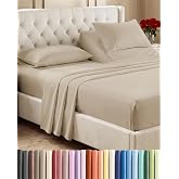 Flex Top Split Head King 4 Piece Sheet Set - Ultra-Soft, Breathable - Wheat | Cooling Bed Sheets Set, Hotel Luxury Bedding for Women &amp; Men with Deep Pockets, Wrinkle Free &amp; Fade Resistant, Oeko-Tex