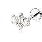 limerencia 20G Hypoallergenic Flat Back Push Pin Earring,Titanium Conch Nose Helix Tragus Piercing Jewelry for Women men,Implant Grade Threadless Press Fit Stud Earring(1pc)