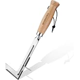 WORKPRO Crack Weeder, 12" Stainless Steel Crevice Weeding Tool | Beech Wood Handle, L-Shaped Sidewalk Weed Puller Spatula, for Garden Lawn Yard Patio Terrace Paving Moss