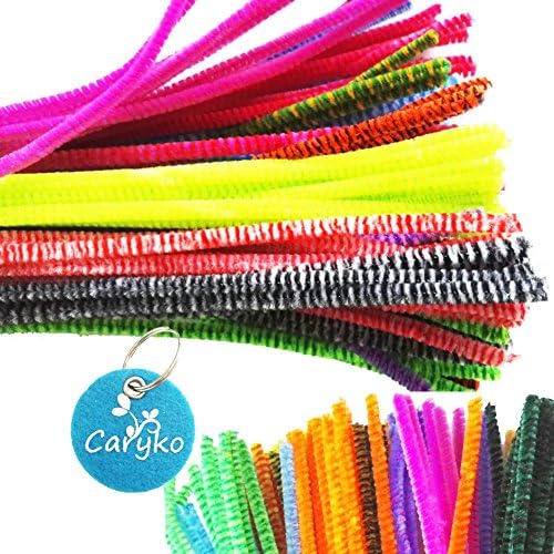 Caryko Creative Arts Striped Chenille Stem Class Pack, 6 mm x 12 Inch, Assorted Color Pipe Cleaners, 100 PCS ( spot-multicolor )