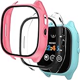 Kuaguozhe [2-Pack Compatible for Gizmo Watch 3 Screen Protector for Kids, Tempered Glass Hard PC Overall Protective Cover, Clear+Pink