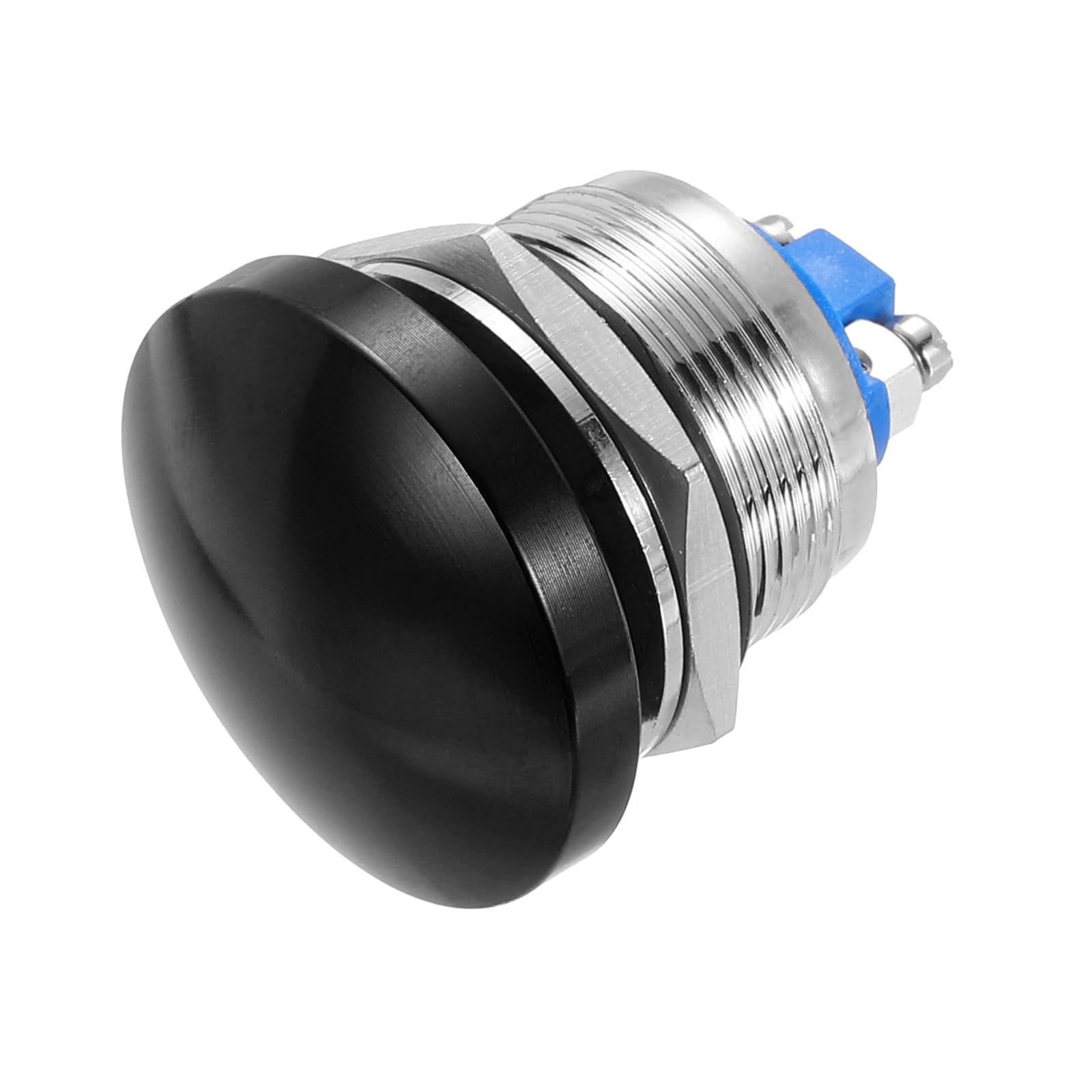 METALLIXITY 1PCS 3A 22MM 7/8" Momentary Mushroom Head Push Button Switch 12V 24V 120V 250V AC Black 1NO Waterproof IP65 SPST Domed Round Button