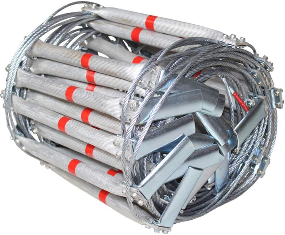 YOLL Escape Rope Ladder - Aluminum Alloy Wire Rope Emergency Fire Escape Ladders - Soft Safety Ladder with Carabiners for Kids and Adults Escape from Window and Balcony Maximum Load Capacity 560Kg