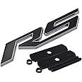 Chrome Trimed 3D RS Emblem Badge Lettering Front Grille Grill with Mount for Chevrolet Chevy Camaro Malibu Spark Trax and Nissan and Toyota and Audi