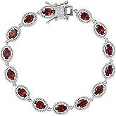 Birthstone Tennis Bracelets for Women - Friendship Bracelets in 925 Sterling Silver Platinum Plated - Cute Fashion Gemstone Jewelry Birthday Christmas Gifts for Her 6.5 - 7.25 Inch
