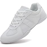 SECHRITE Girls Cheer Cheerleading Women Dance Jazz Tennis Shoes Youth School Shoes Training White Black Flat Sneakers Gymnastics Line Dance Shoe