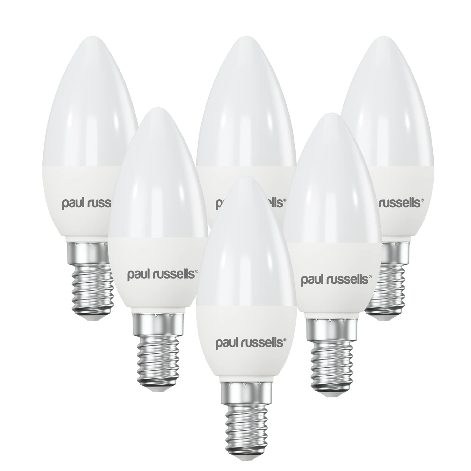 paul russells LED Candle – Small Edison Dimmable Screw Light, 5.5W E14 C37 LED Bulbs, 40w Equivalent, 4000K Cool White/Natural White, Dimmer SES Energy Saving Ceiling Lightsbulbs, Pack of 6