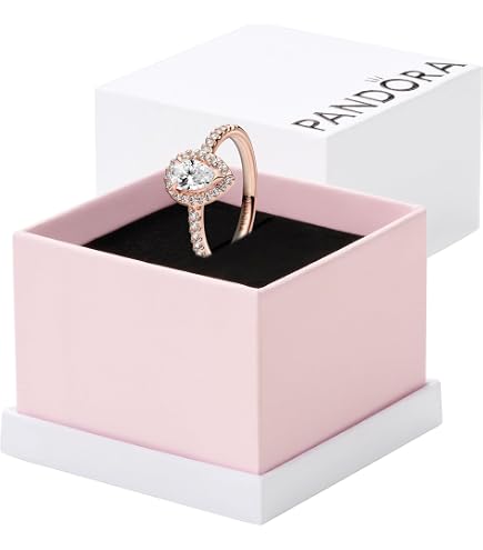 Amazon.com: PANDORA Pink Sparkling Crown Solitaire Ring - 14k Rose