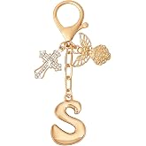 Snycler Bubble Initial Keychain Bag Charms for Women, A-Z Letter Keychain | with Cherry, Strawberry &amp;Butterfly ⨯ Charms, Perfect for Handbags, Purses and Backpacks