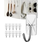 ispneay 20 Pack Clear Small Adhesive Wire Toggle Hooks Strips Damage Free | No Tools Waterproof Hanging Sticky Utility Hooks for Key Dorm Decor kitchen Home Office Organization Christmas