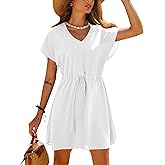 Ekouaer Women's Cover Ups Casual Swimsuit Coverups Flowy Tie Waist Beach Cover Up Dress