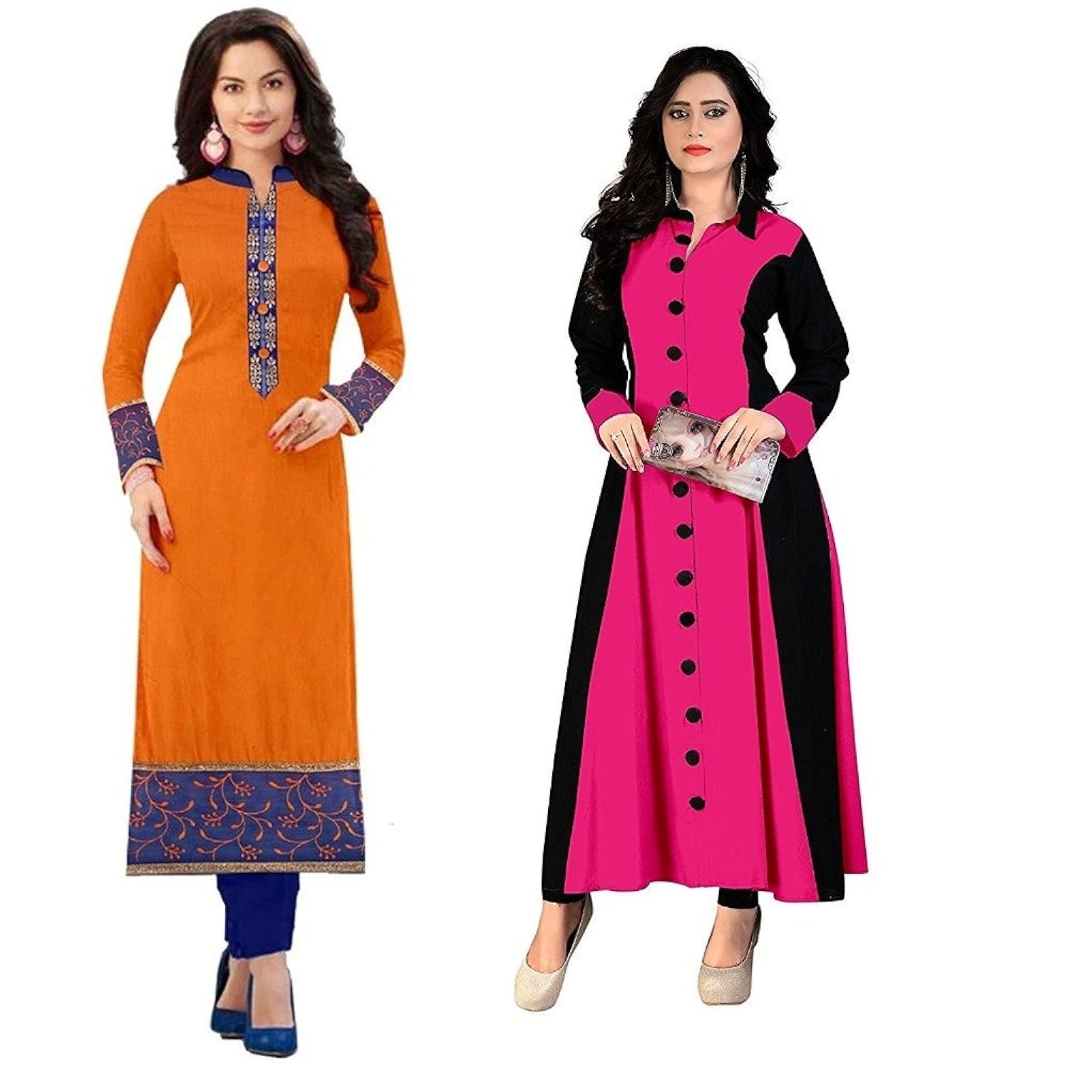 pramukh fashion women's cotton kurtis (baby pink_free size, semi stich)