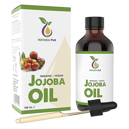 Natura Pur Bio Jojobaöl Gold 120ml - 100% nativ, kaltgepresst, vegan - Anti-Aging Serum für Gesicht, Anti-Falten, Körper, Haa