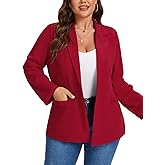 LADI TREND Womens Plus Size Blazer Jacket Business Casual Long Sleeve Button Open Front Notch Lapel Blazers Pocket