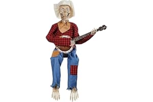 COLATRY Halloween Animated Banjo Skeletons, Funny Spooky Skeleton Playing Banjo Halloween Decoration, Funny Animated Dueling Banjo Skeletons for Halloween