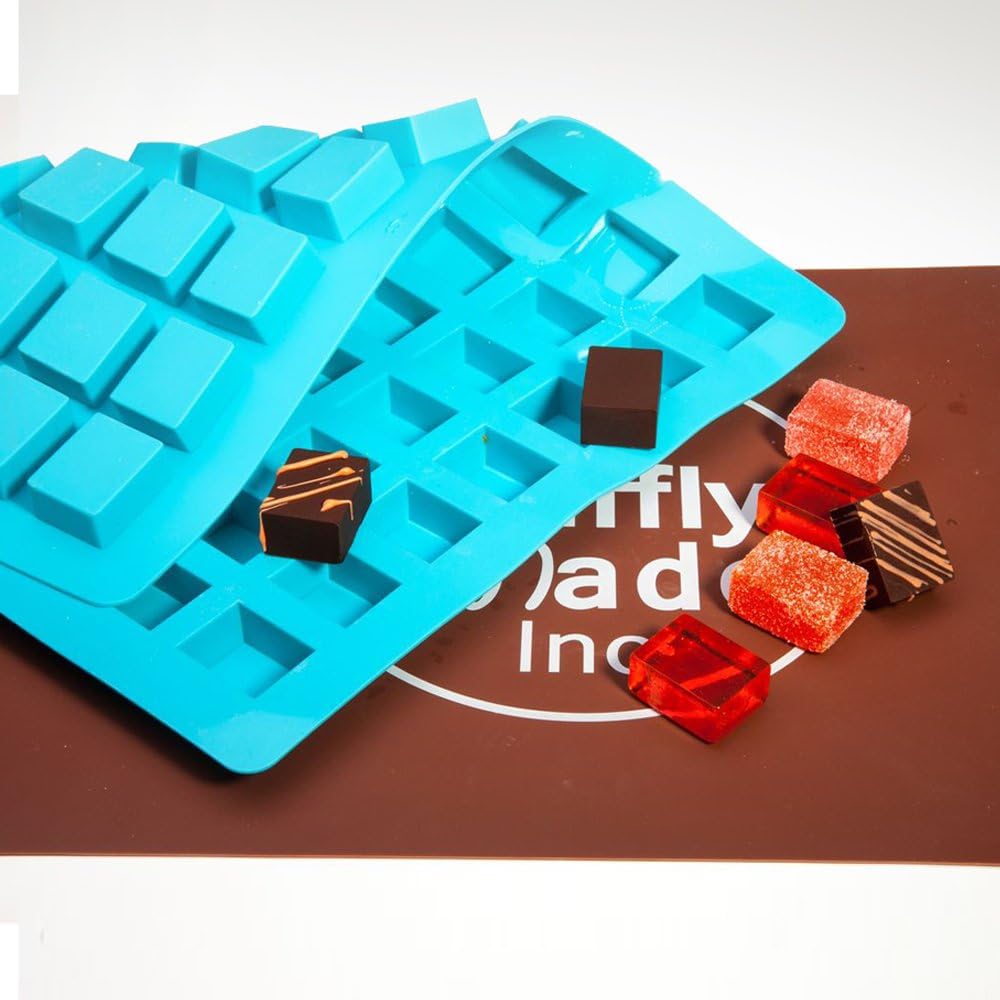 Cube Mould - Truffly Made | Chocolate Mould. Ganache, Pate de Fruit, Caramel, Praline, Chocolate Mould, 56 cavities, One step candy pop-out