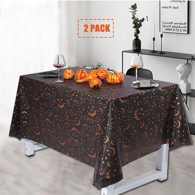CAKKA Halloween Tablecloth, 2PCS Disposable Table Cover