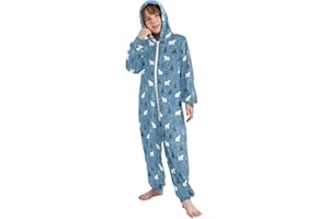 Sletend Polar Bears Forest Unisex Onesie Pajamas One-Piece Costume Hooded Sleepwear Jumpsuit 4-14Y