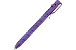 KANSEPT Scavenger Bolt Action Tactical Pen, Purple Anodized Titanium with Frag Pattern Body and Pocket Clip for EDC Business Emergency Writing Collection Ballpoint Pens in Gift Box G013H6
