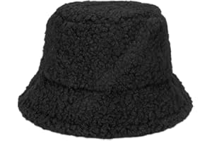 WETMT Fuzzy Bucket Hat for Women Furry Fur Bucket Hat Winter Warm Plush Fisherman Fluffy Sherpa Bucket Hat