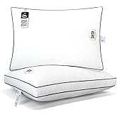 Serta Hotel Collection Bed Pillows Queen/Standard Size Set of 2, 400 Thread Count 100% Cotton Cover, Medium Firm, Support Gusseted Down Alternative Pillow for Back, Stomach or Side Sleepers, 18" x 26"