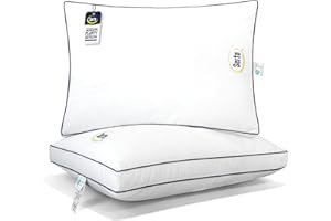 Serta Hotel Collection Bed Pillows Queen/Standard Size Set of 2, 400 Thread Count 100% Cotton Cover, Soft Support Gusseted Do