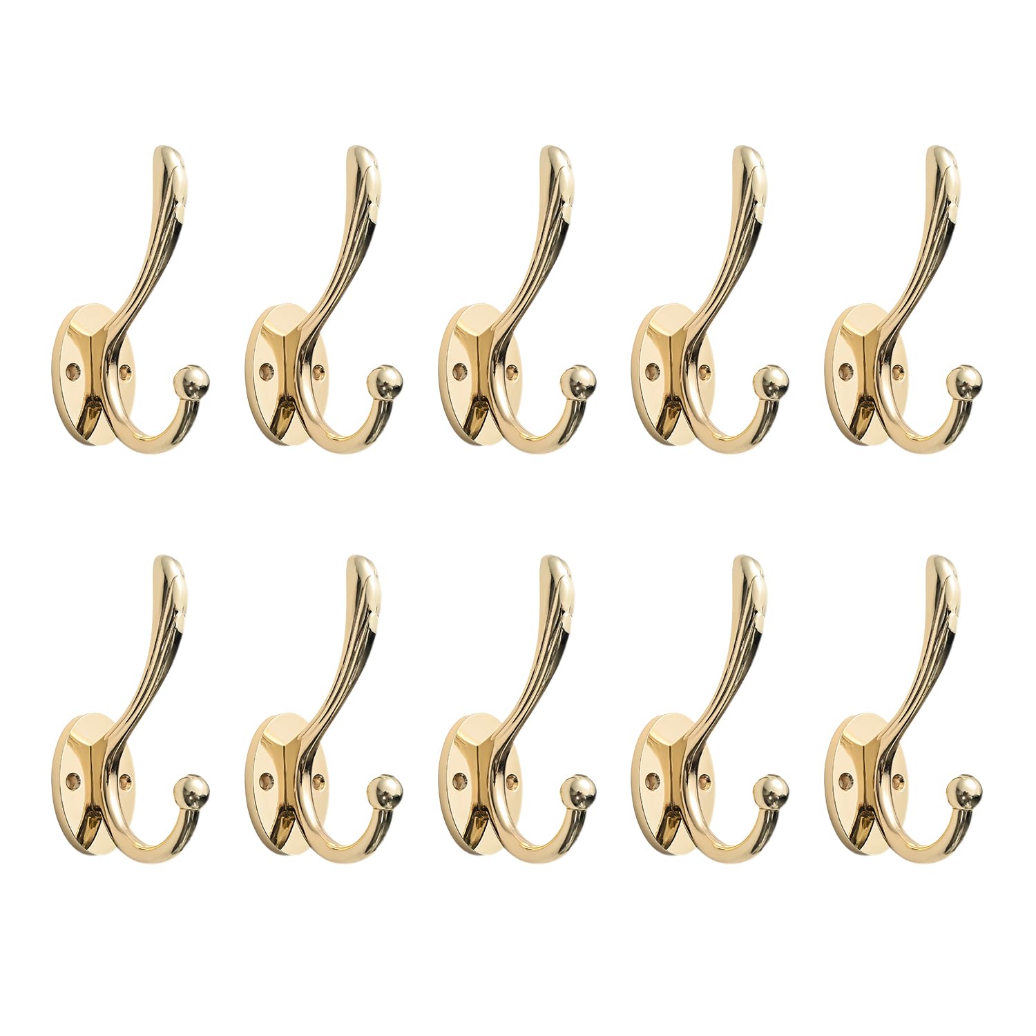 SARIHOSY 5pcs Christmas Decoration Hooks, Gold Coat Hooks Wall Mounted Clothes Coat Hooks Antique Brass Coat Rack, Gold Stick on Bathroom, Hook for Wall