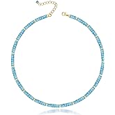 MIDDLUX Heishi Style Gemstones/Natural Pearls Beaded Choker Necklace for Women, Handmade Jewelry Gifts for Her