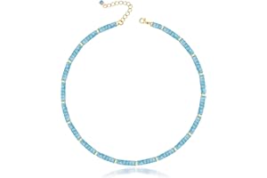 MIDDLUX Heishi Style Gemstones/Natural Pearls Beaded Choker Necklace for Women, Handmade Jewelry Gifts for Her