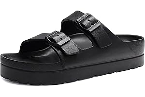 Women's Platform Sandals, Adjustable Buckle Flat Sandals, Comfort Slides with Arch Support, Women Summer Essential Beach Home