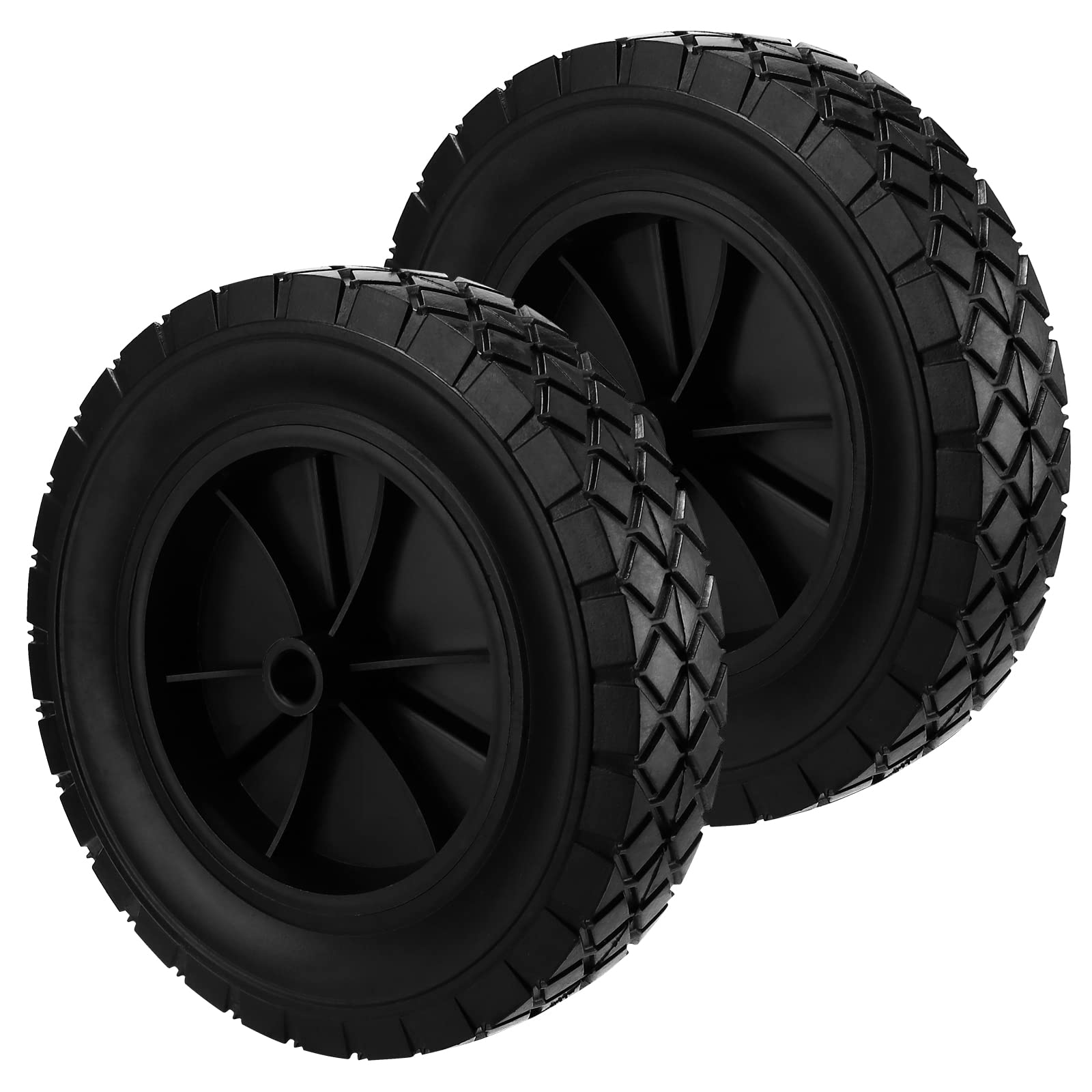 Photo 1 of SOUJAP 2 Pack 8 Inch Rubber Wheels, Universal Rubber Replacement Tires, Grill Wheels for Lawnmower, Grill, Hand Truck, 66lbs Load