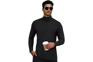 KGGEOO Men's Thermal Turtleneck Basic Layer Lightweight Pullover Sweater Long Sleeve Fleece Lined Athletic Warm Undershirt