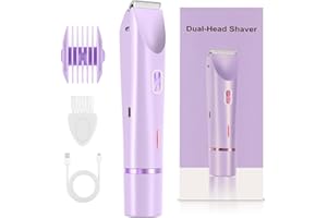 TANGTING PHOENIX 2025 New 2-in-1 Bikini Trimmer & Electric Shaver for Women - Cordless Wet/Dry Electric Razor Kit, Waterproof Hair Removal for Face/Lips/Underarms/Legs/Pubic Areas (Purple)