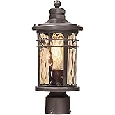 Darkaway Outdoor Post Light,Lamp Post Light Fixture, Waterproof Aluminum Housing with Amber Ripple Glass for Garden Patio Pat
