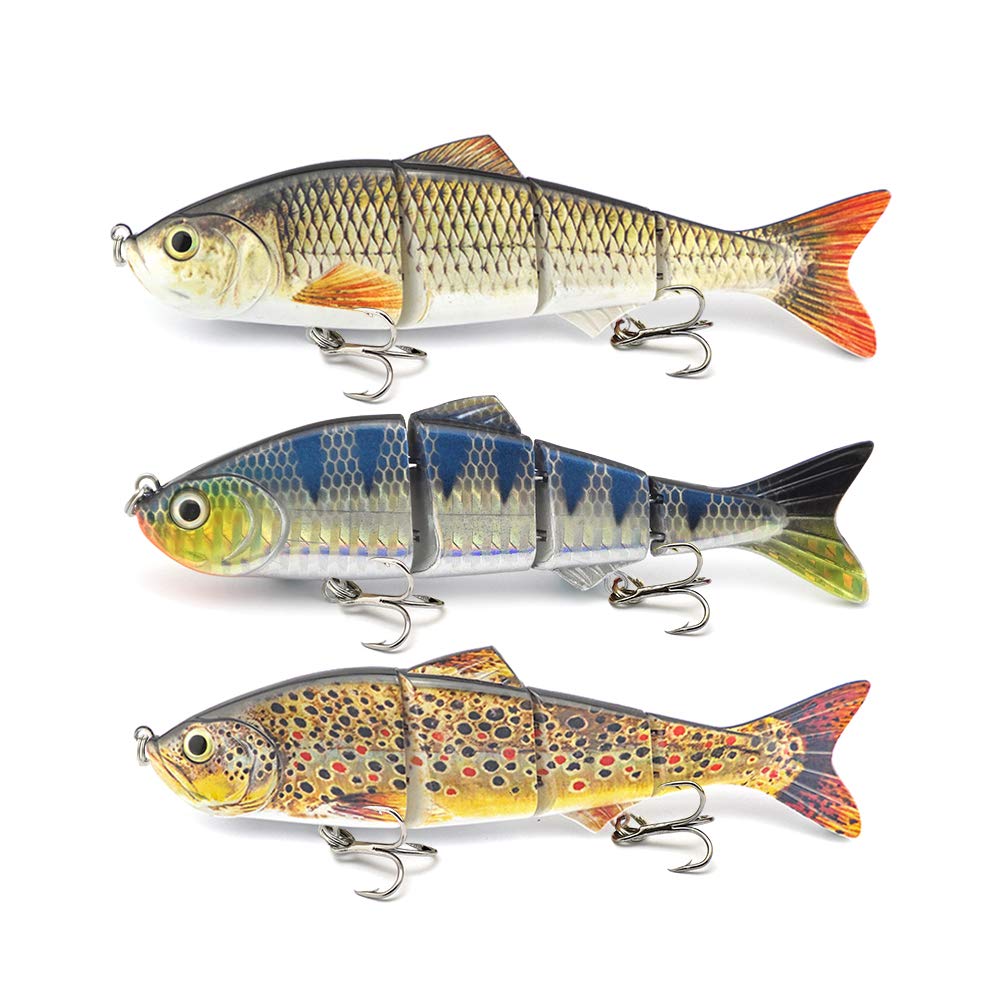 ods lure 4 Sections Multi Jointed Swimbait Lifelike Sinking Fishing Lure for Bass Trout Perch (3pcs/ Box of 1)