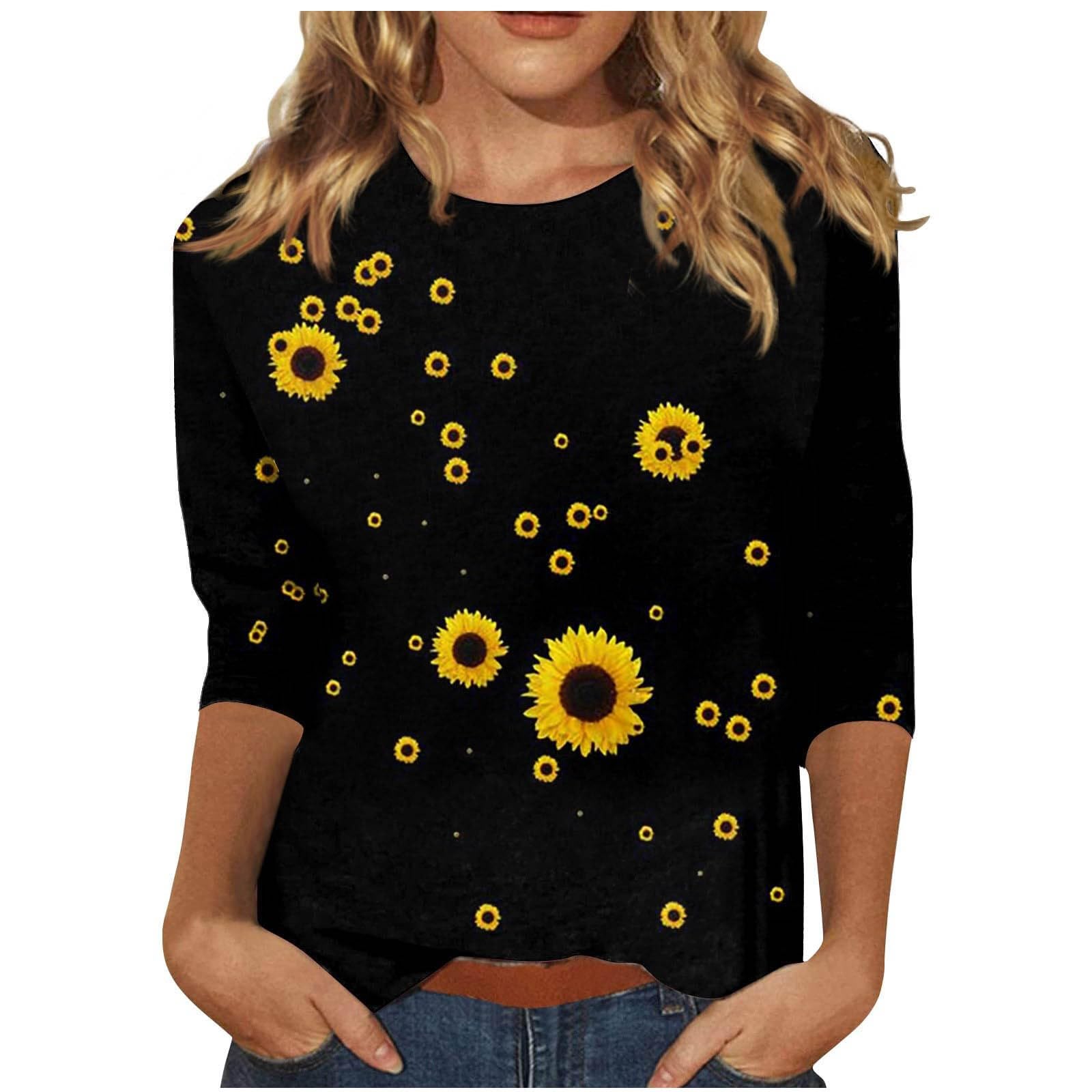 Ceboyel 3/4 Sleeve Tops for Women Summer Floral
