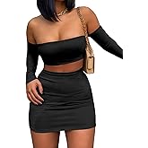 Women's Summer Two-Piece Skirt Sets Sexy Off Shoulders Top Y2K Going Out Short T-Shirt Sets Mini Dress Outfits D293