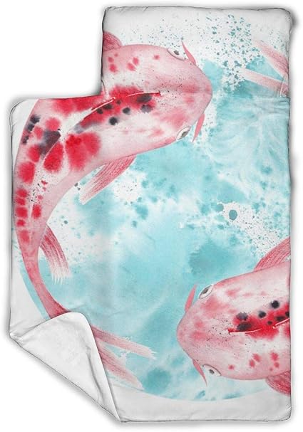 Cavdwa Tapis De Couchage Pour Bebe Et Enfant En Flanelle Anti Boulochage Avec Tapis De Couchage Couverture Oreiller 109 2 X 53 3 Cm Aquarelle Poissons Japonais Carpe Koi Amazon Fr Sports Et Loisirs
