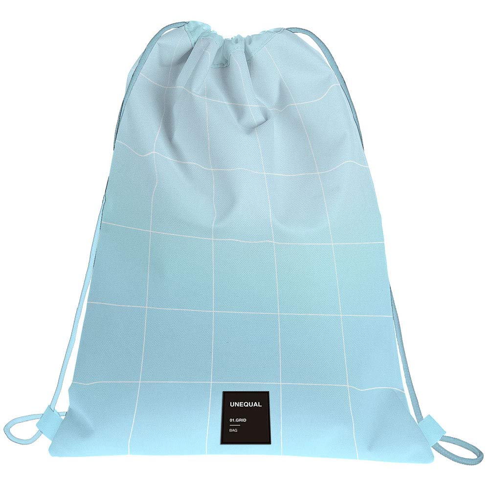 Grafoplás 37610733 Unequal Grid Collection Backpack Bag with Strings and External Pocket, Light Blue, 36 x 47 cm