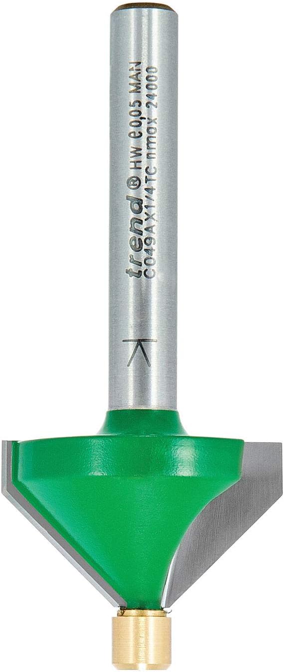 Trend CraftPro Chamfer Pin Guided Bevel Router Cutter Bit, 1/4 Inch Shank, 25.5mm Cut Diameter & 45 Degree V Groove - Image 4