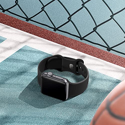 Epova Silicone Strap Compatible with Apple Watch Strap 40mm 38mm 41mm 42mm, Replacement Straps for iWatch SE 3 Series 11 10 9 8 7 6 5 4 3 2 1, Black, Small