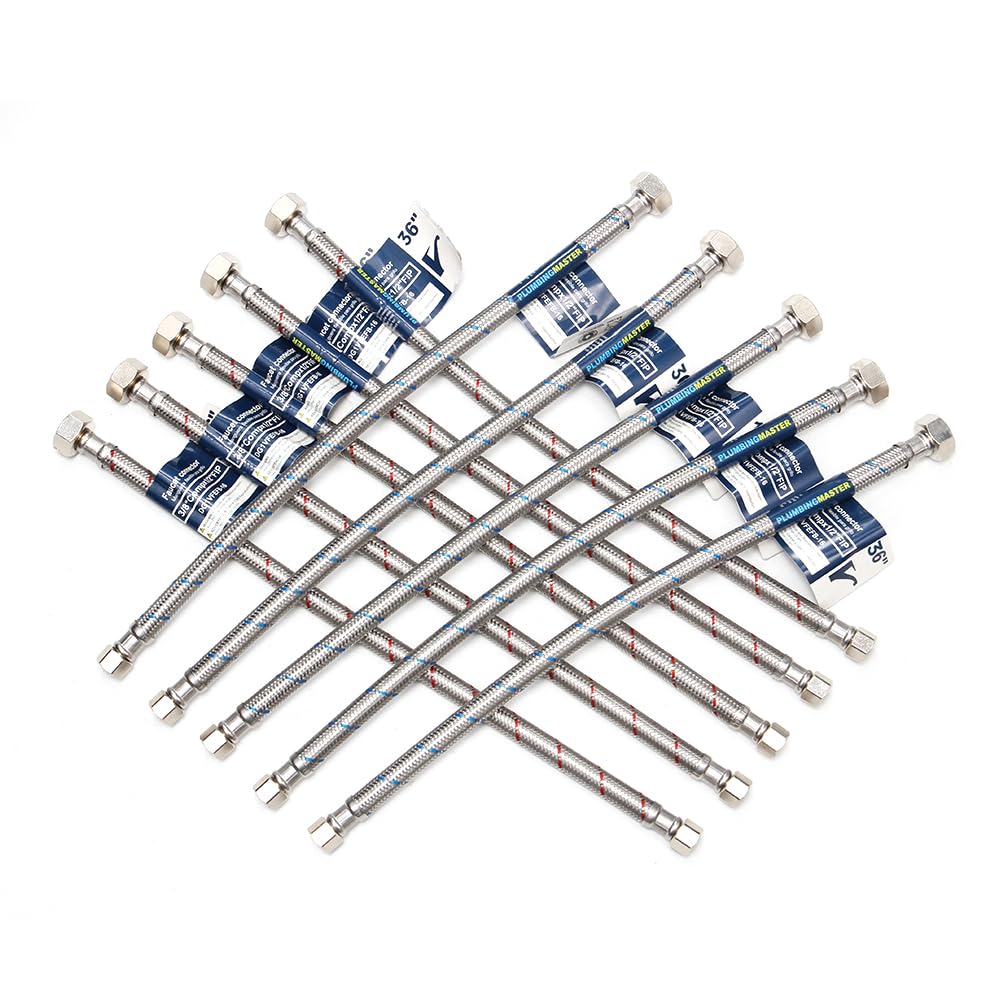 Photo 1 of [10-Pack] PLUMBINGMASTER Faucet Hose,Faucet Supply Lines (3/8" Comp x 1/2" FIP), Certified Safe Supply Lines for Bathroom Faucet (36 inch)