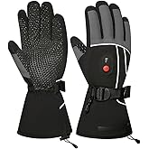 Electric Heated Gloves with Touch Screen,Rechargeable 7.4V 3200MAH Battery Heating Gloves for Men Women,3 Temperature Level Heating Battery Powered Windproof Gloves for Outdoor Warm Motorcycle (L)