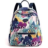 Tanweibago Mini Nylon Women Backpacks,11L Small Ladies backpacks Casual Lightweight Women Shopping Travel Daypack (A-Leaves Blue)
