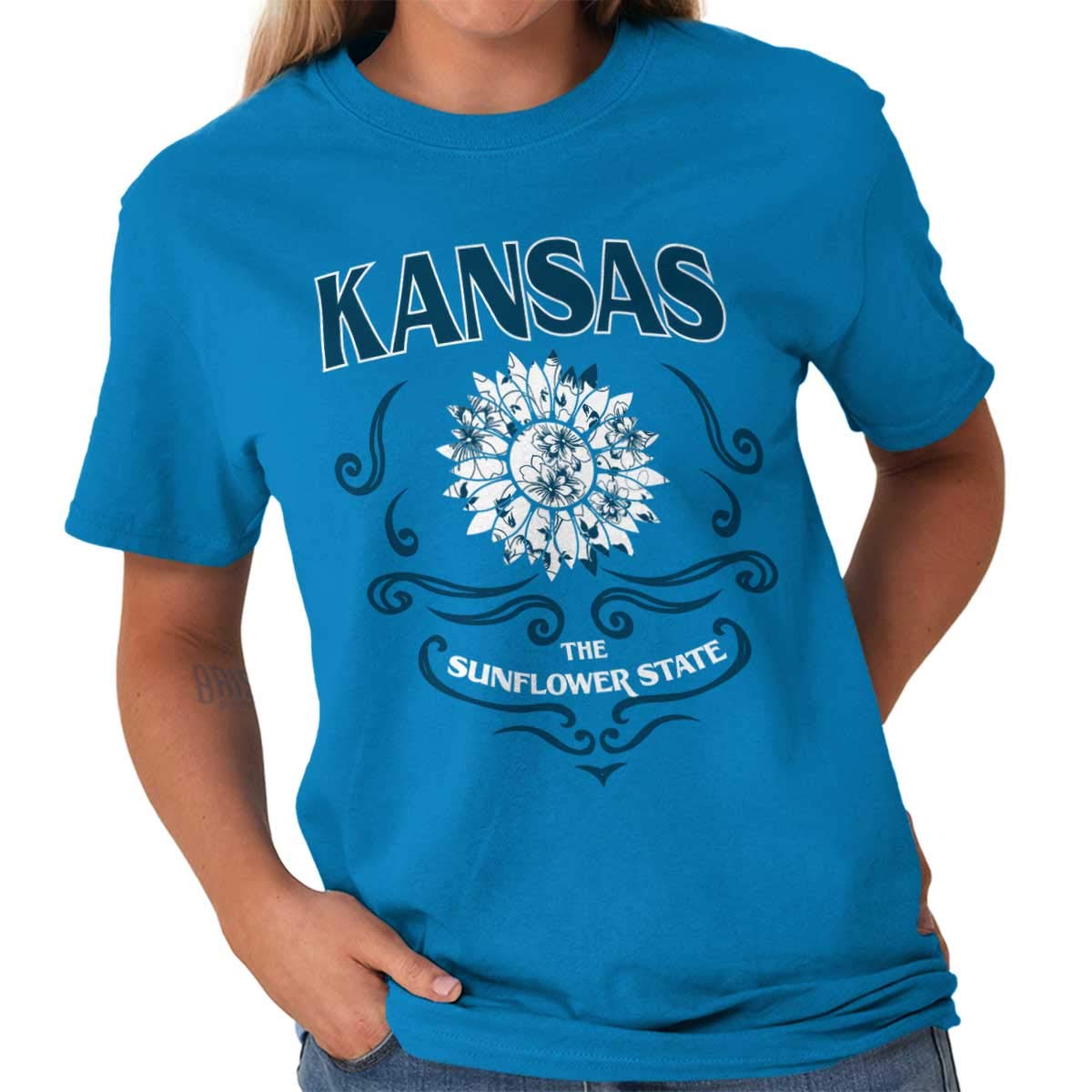 Kansas Sunflower State Feminine Sunflower T Shirt Tee 9638 Kitilan