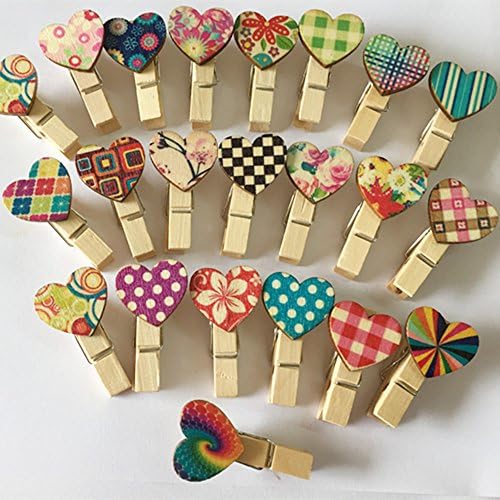 Heart Cute Wooden Clip For Photo Album Postcard Note Paper Decor Clamp, Non-Trace Hooks Natural Clothespins, Wood, 100 Per Pack