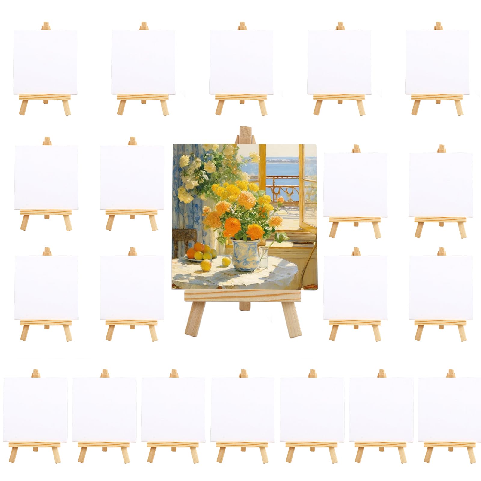 Photo 1 of 20Pack 4 x 4 Inch Mini Canvases with Easel Sets, Art Canvases Painting Kit for Kids Teenagers