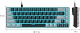 MageGee 60% Mechanical Keyboard 68 Keys Red Switch USB Wired Blue Backlit view 9