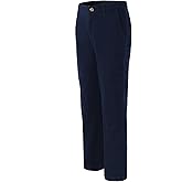 Bienzoe Girls School Uniform Pants: Adjustable Waist Cotton Stretch Slim Flat Front Big Kids Slacks